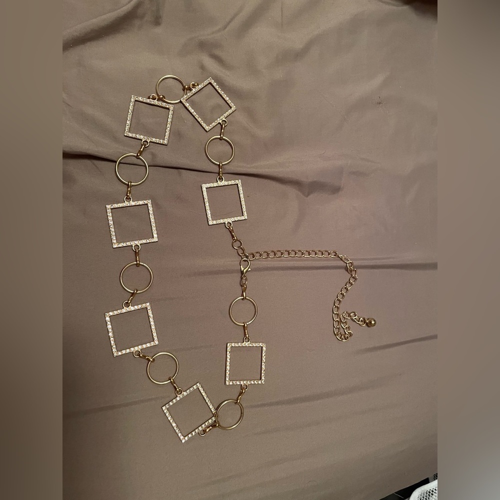 Gold square rhinestone belt